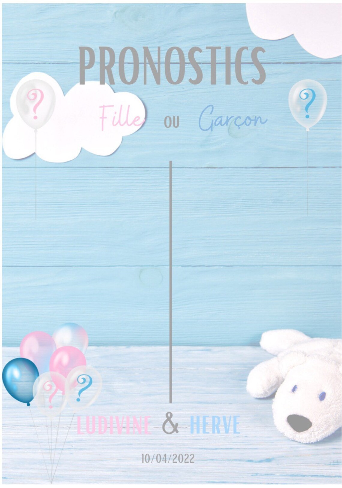 GENDER REVEAL Affiche Pronostics Gender Reveal révélation Etsy France