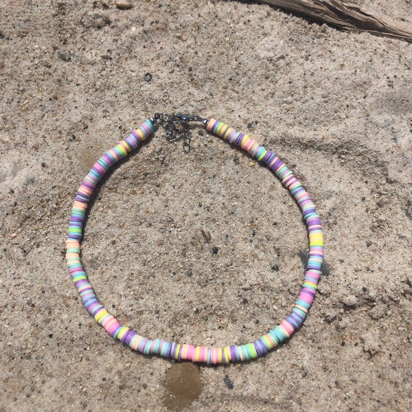 CANDY - Pastel/colorful heishi bead choker necklace