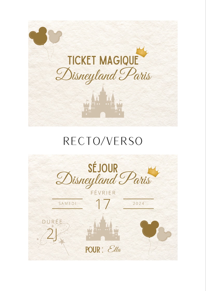 DISNEYLAND Kit dinvitation à Disneyland Paris, lettre de Mickey, ticket magique séjour Disney image 4