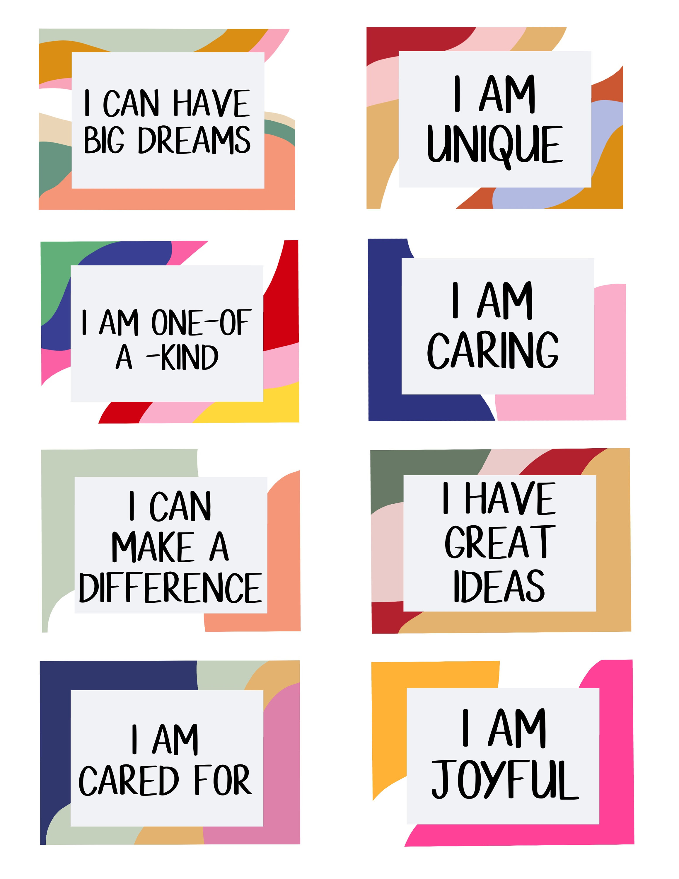 Colourful Affirmation Cards Affirmation Cards for Kids | Etsy