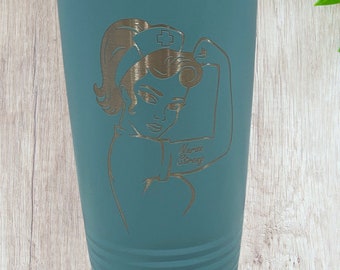 Nurse Strong Laser Engraved Tumbler, To Go Coffee Mug, Insulated Coffee Cup, Stainless Steel Tumbler