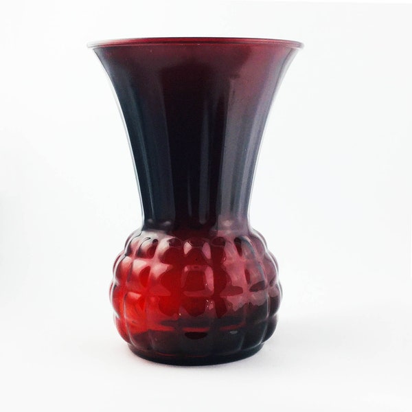 Vintage Anchor Hocking Royal Ruby Red Glass Pineapple Vase