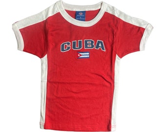 T-shirt en coton brodé drapeau cubain pour femmes