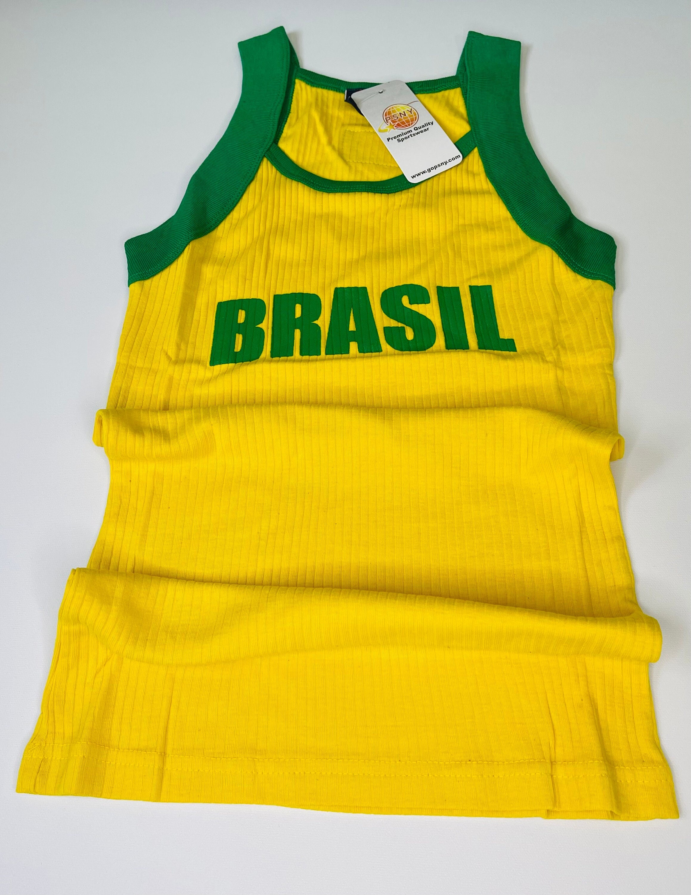 Forever 21 BRASIL Logo Flag Yellow Tank Sleeveless T-Shirt Size S NWOT RARE  !