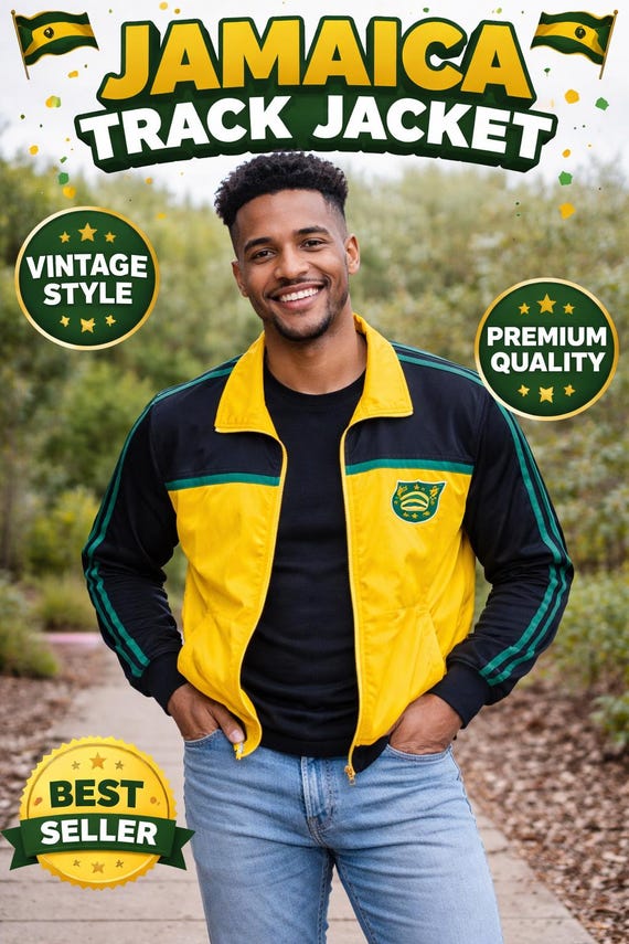 Men's Jamaica Track Jacket – Vintage Style Athletic Zip Jacket - Etsy