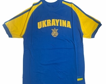 Ukraine Soccer T-Shirt, Embroidered 100% Cotton