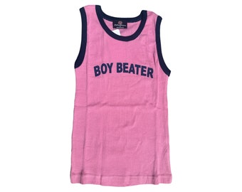 Ribbed Tank Top, 'Boy Beater' Slogan