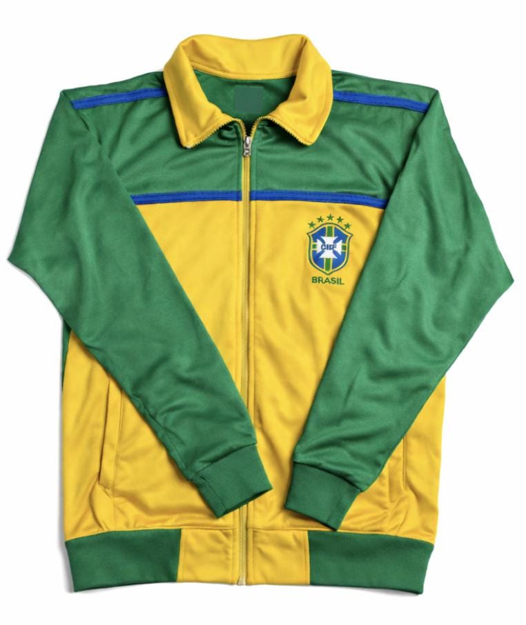  Brasil トラックジャケット Lサイズ Brasil Men's Soccer Track Jacket | Retro Green Yellow Zip-up