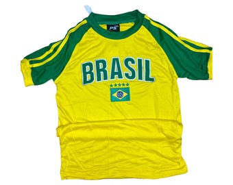 Brazil Soccer Shirt, Embroidered Premium Cotton