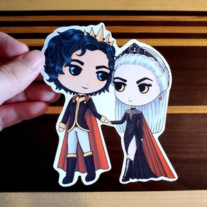 Chibi Manon Blackbeak und Dorian Havillard Throne of Glass Aufkleber | Offiziel lizensiert