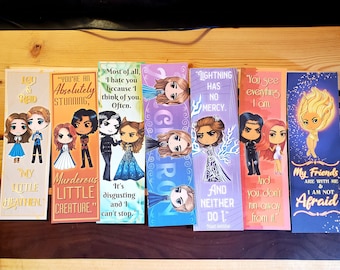 Chibi Book Character Bookmarks (ACOTAR, Cardan and Jude, Mare Barrow, Crescent City, Lou and Reid, Poppy and Hawke)