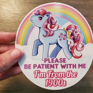 Vintage My Little Pony Vinyl-Aufkleber: "Bitte be Geduld mit mir, ich bin aus den 1900er Jahren" | Autoaufkleber | Spülmaschine | Wetterfest