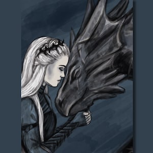 5x7 Print Manon and Abraxos on Fine Art Paper, from Throne of Glass by Sarah J Maas | Officially Licensed