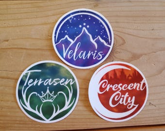 Velaris, Terrasen, or Crescent City Dishwasher Safe Vinyl Sticker | Officially Licensed | Weatherproof Bookish Sticker | 2.5"