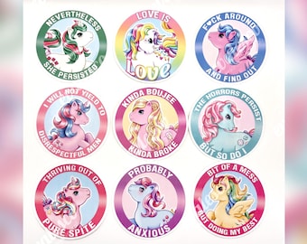 Vintage My Little Pony feministische Vinyl-Aufkleber | Spülmaschinenfest Wetterfest | AOC,FDT