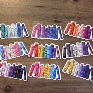 Subtle Pride Flag Books Sticker 3" | 9 Color Options | Dishwasher-safe | Gay, Lesbian, Ace, Trans, Pan, Bi, Rainbow, Nonbinary, Genderfluid