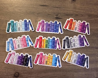 Subtle Pride Flag Books Sticker 3" | 9 Color Options | Dishwasher-safe | Gay, Lesbian, Ace, Trans, Pan, Bi, Rainbow, Nonbinary, Genderfluid