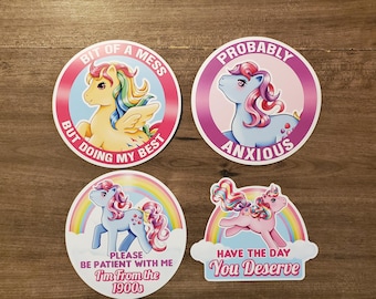 Car Magnets, Vintage My Little Pony: "Have the Day You Deserve", "Please be patient with me, I'm from the 1900s" or "Probably Anxious"