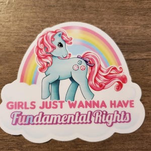 Adesivi in vinile vintage My Little Pony femministi: "Le ragazze vogliono solo avere diritti fondamentali" / Lavabili in lavastoviglie / Resistenti alle intemperie / Femminismo