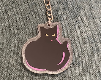 Black Cat Blob Charm Keychain