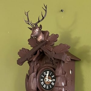 1978 Hand-Carved Schmeckenbecher Black Forest Walnut Hunter's 8-Day Cuckoo Clock, West Germany