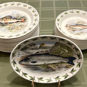 40pcs Portmeirion "The Compleat Angler"; 10.5" Dinner Plates, 8.5" Bread/Salad Plates, 10.75" Platter