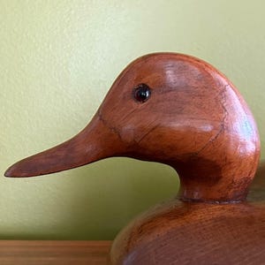 1975 Hand-Carved 15.5&quot; Wooden Decoy w/Glass Eyes, Vermont Carver