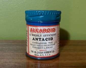 1920's Alcaroid Antacid Antique Tin Container, The American Ferment Co.