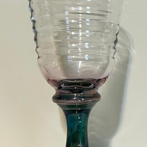 Set of 4 Libbey Glass Sirrus Lustre Iridescent Violet to Green Ribbed Water Goblets