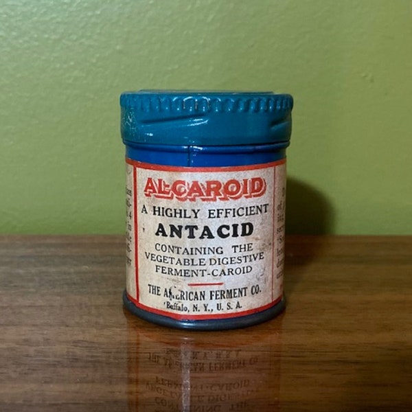 1920's Alcaroid Antacid Antique Tin Container, The American Ferment Co.