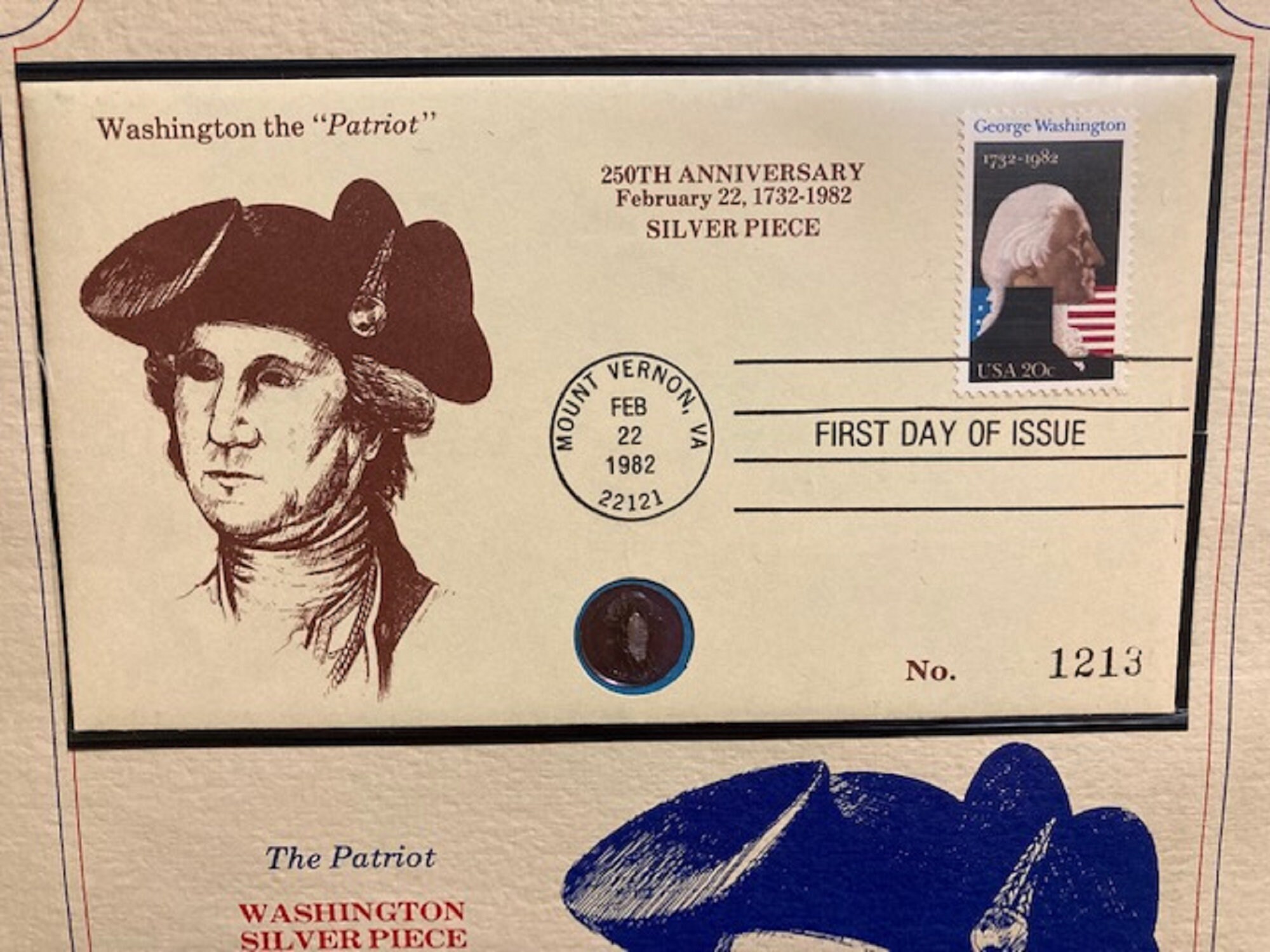 Postage Stamps Certificate of Authenticity 1982 Washington 250th