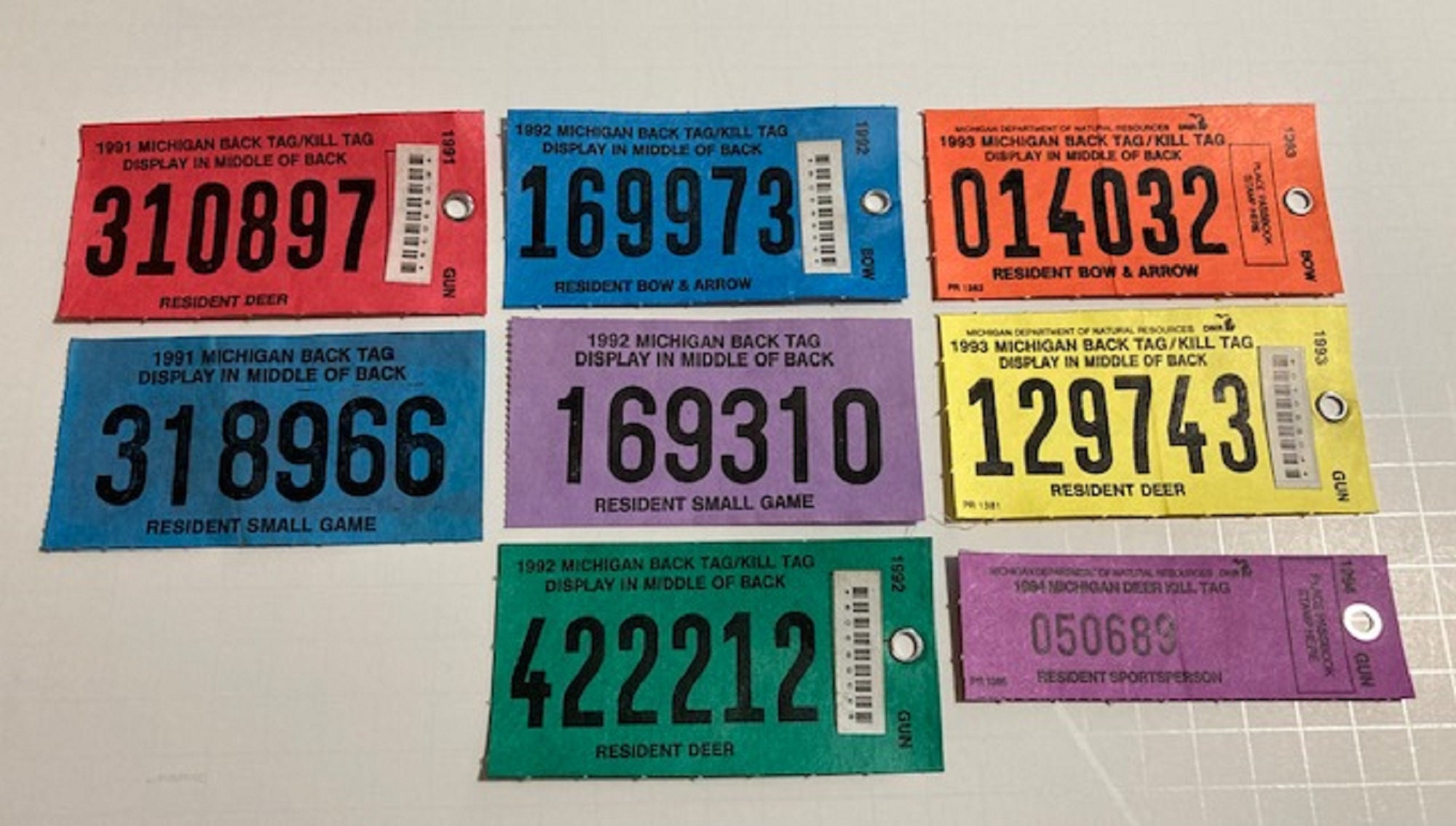 8 Vintage 19911994 Michigan Hunting License Back Tags Deer Etsy