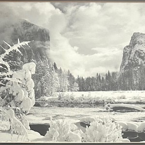 Ansel Adams Iconic &quot;Gates of the Valley, Winter&quot; Yosemite California Framed Print