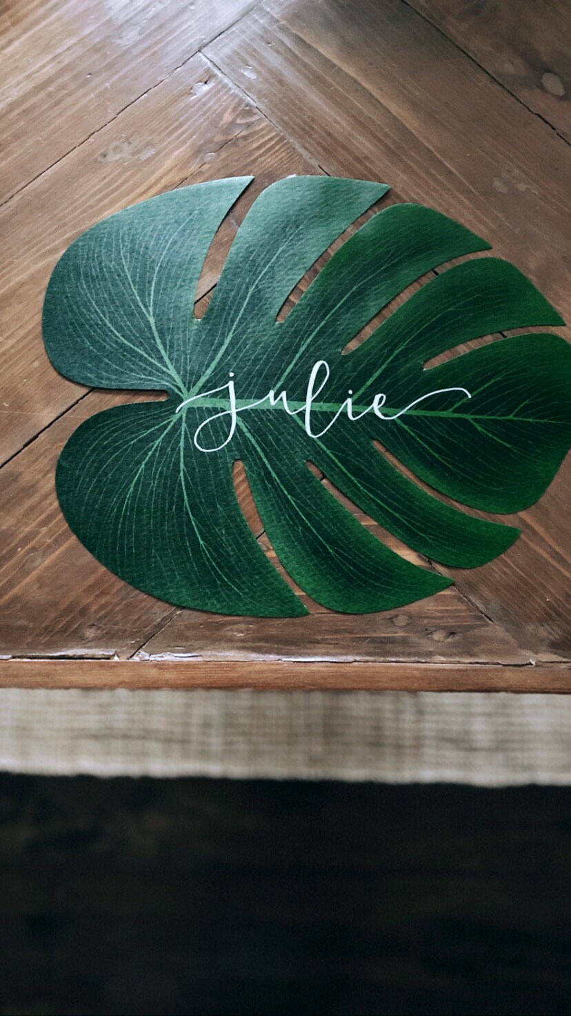 Palm Leaf Place Card Etsy