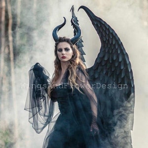 Black angel wings carnival costume, Maleficent wings, wings photo prop, halloween costumes, christmas wings, Maleficent dress