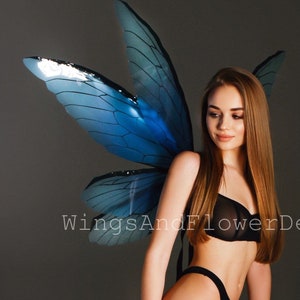 Blue Butterfly Wings: Plastic Fairy Elf Wings Photo Prop