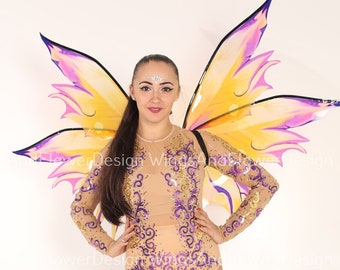 Purple yellow butterfly dragonfly wings, purple yellow butterfly fairy wings, costume wings, blue fairy wings,  Halloween
