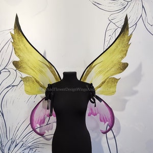 Pink-yellow Fairy wings, butterfly wings, elf wings, wings Photo Prop, butterfly fairy wings, fantasy halloween, fantasy, magical fairy