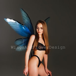 Blue butterfly wings, dragonfly wings, elf wings, fairy wings, wings Photo Prop, wedding wings, fairy wings, fantasy halloween magical fairy