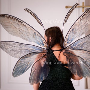 Clear Crystal Fairy Wings: Icy Winter Gray Photo Prop