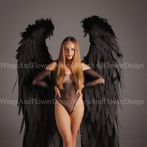 Black angel wings, angel wings, wedding wings, Victoria secret angel wings, giant sexy wings, wings cosplay, Christmas angel, Lucifer wings