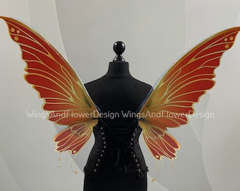 Red yellow Swallowtail butterfly wings, butterfly fairy wings, costume wings, Fairy wings, Pink Swallowtail, Halloween