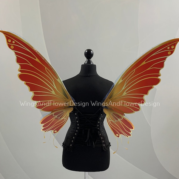 Red yellow Swallowtail butterfly wings, butterfly fairy wings, costume wings, Fairy wings, Pink Swallowtail, Halloween