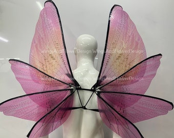 Transparent pink wings, pink moth wings wings, pink elf wings, butterfly fairy wings, fantasy Halloween fantasy, magical fairy clear wings