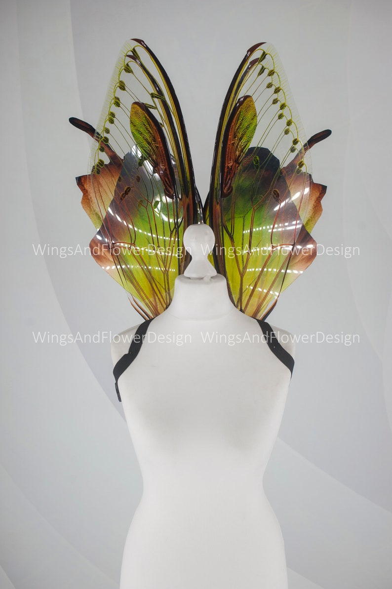 Butterfly green wings, forest fairy wings, fairy wings, wings Photo Prop, wedding wings, butterfly magical fairy wings, fantasy halloween image 4