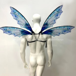 Blue Butterfly Wings: Plastic Elf Fairy Wings, Photo Prop