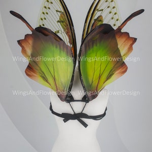 Butterfly green wings, forest fairy wings, fairy wings, wings Photo Prop, wedding wings, butterfly magical fairy wings, fantasy halloween image 3