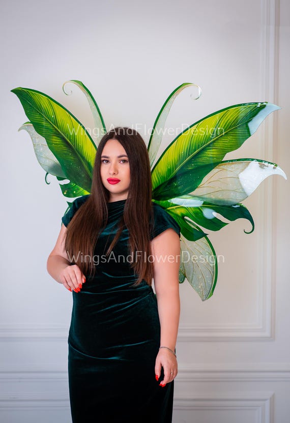 Leaf Wing Fairy Costume: Green Tropical Wings, Woodland Fantasy - Etsy