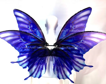 Blue butterfly wings, blue butterfly fairy wings, costume wings, blue fairy wings, Pink Swallowtail, Halloween