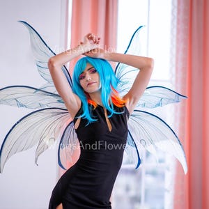 Clear Crystal Fairy Wings Photo Prop: Icy Blue Halloween Costume